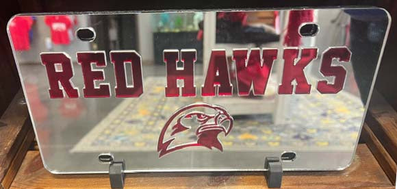Red Hawk License Plate
